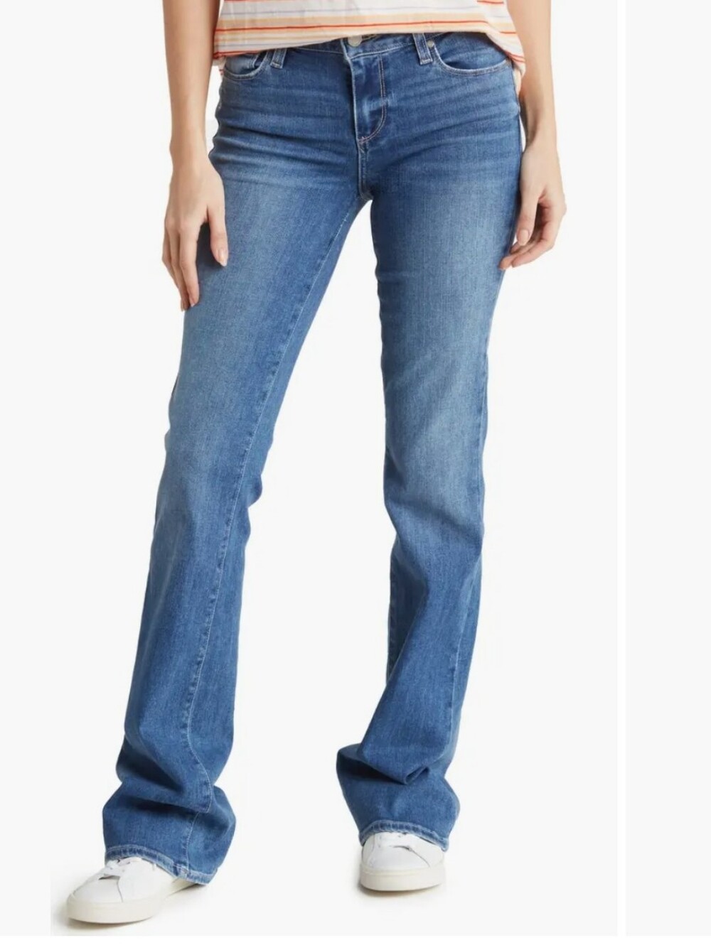 PAIGE Skyline Mid Rise Bootcut Jeans 27 Jillian Destructed